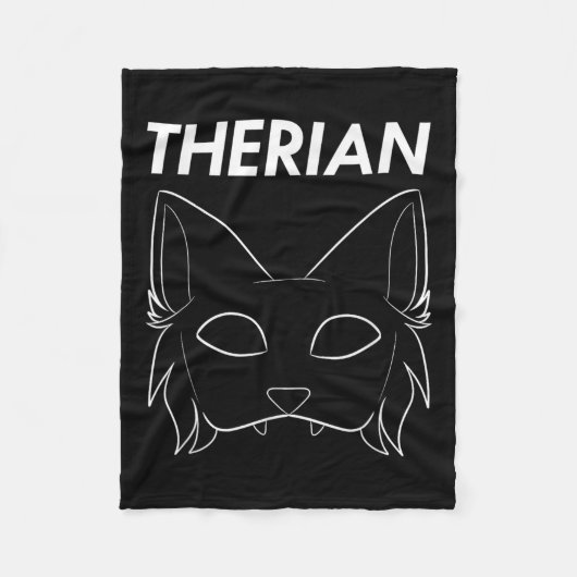 Therian Furry Animal Mask Wolf Cat Dog Fleece Deken (Voorkant)