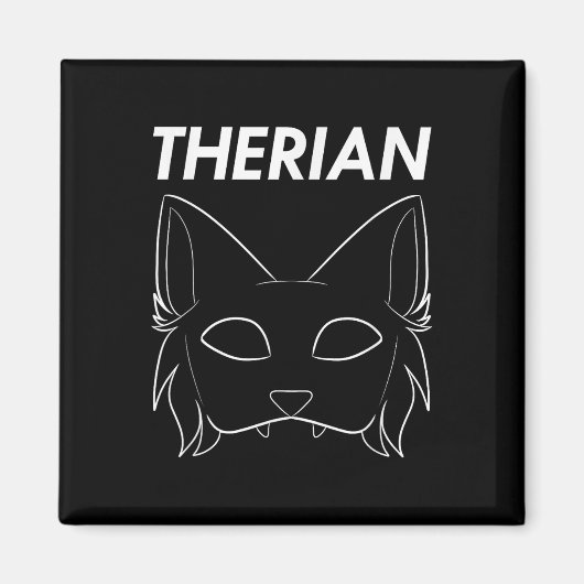 Therian Furry Animal Mask Wolf Cat Dog Magneet (Voorkant)