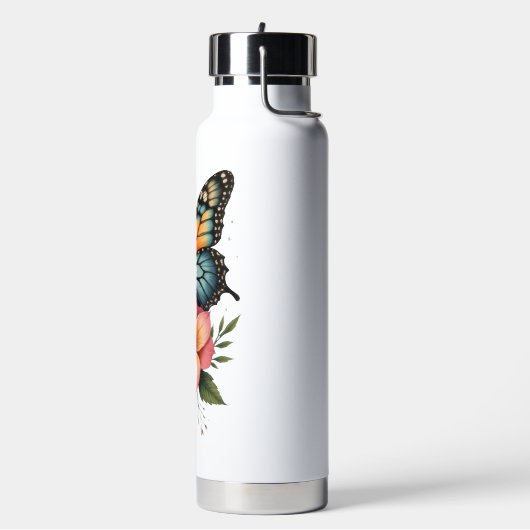 Thermal Bottle with Butterfly and Flowers Waterfles (Links)