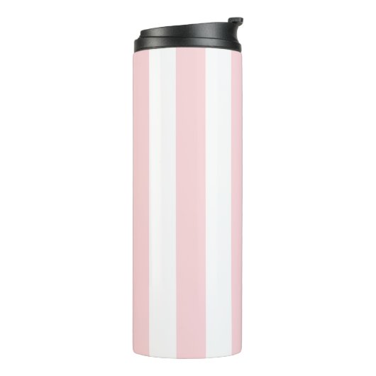 Thermal Tumbler Baby Pink & White Stripe Thermosbeker (Gedraaid links)