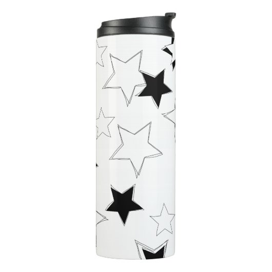 Thermal Tumbler Black & White Stars Thermosbeker (Gedraaid links)