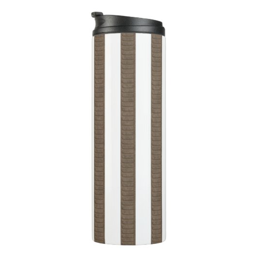 Thermal Tumbler Brown & White Stripe Thermosbeker (Geroteerd rechts)