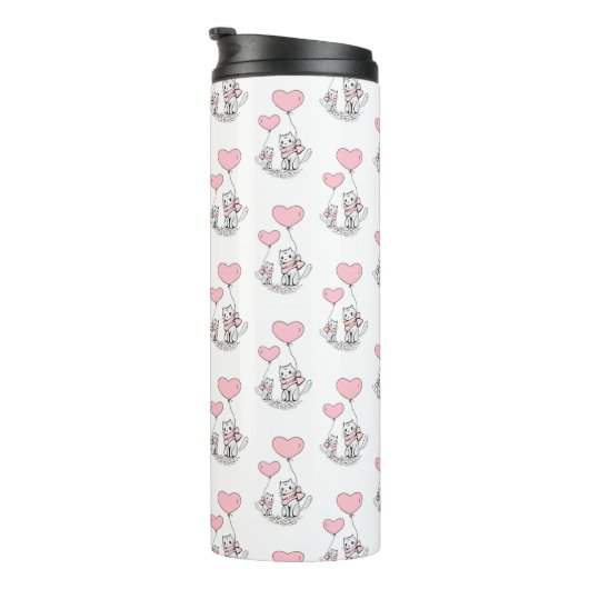 Thermal Tumbler Cat Kitten Pink Hearts Thermosbeker (Geroteerd rechts)