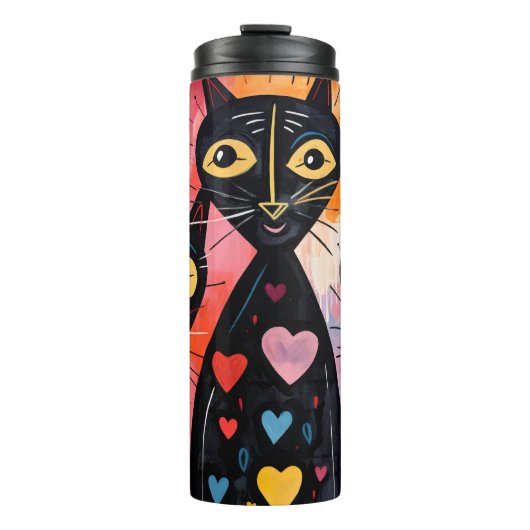 Thermal Tumbler Cat Kitten Red Hearts Thermosbeker (Voorkant)