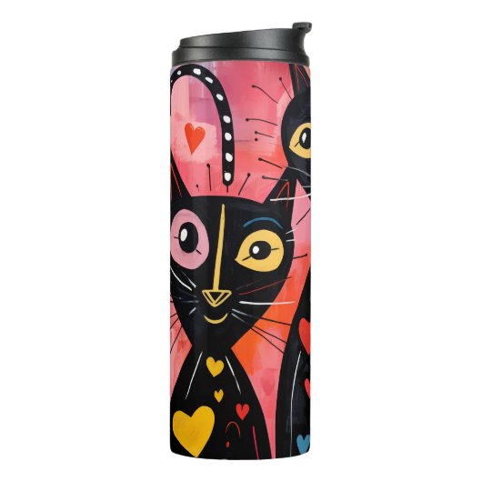 Thermal Tumbler Cat Kitten Red Hearts Thermosbeker (Gedraaid links)