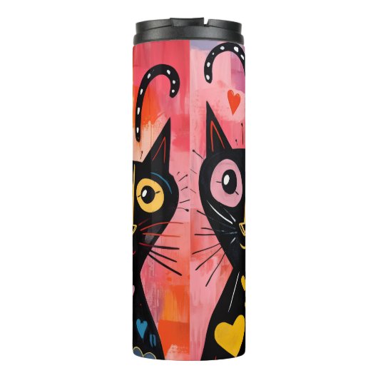 Thermal Tumbler Cat Kitten Red Hearts Thermosbeker (Achterkant)