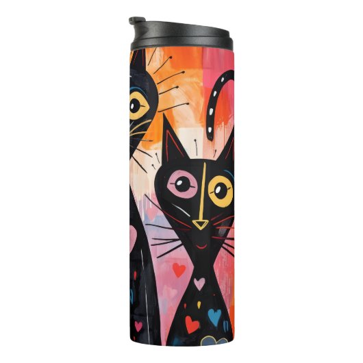Thermal Tumbler Cat Kitten Red Hearts Thermosbeker (Geroteerd rechts)