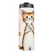 Thermal Tumbler Cat Kitten Red Hearts Thermosbeker (Voorkant)