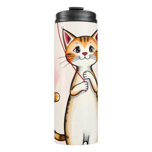 Thermal Tumbler Cat Kitten Red Hearts Thermosbeker (Voorkant)