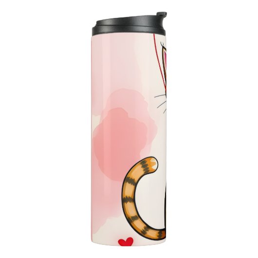 Thermal Tumbler Cat Kitten Red Hearts Thermosbeker (Gedraaid links)
