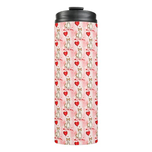 Thermal Tumbler Cat Kitten Red Hearts  Thermosbeker (Voorkant)