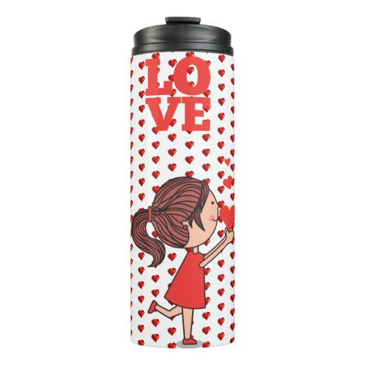 Thermal Tumbler Couple Red Hearts Thermosbeker (Voorkant)