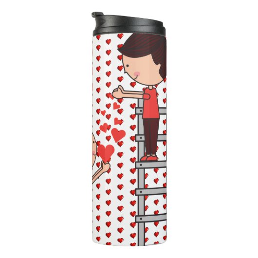 Thermal Tumbler Couple Red Hearts Thermosbeker (Geroteerd rechts)