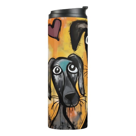 Thermal Tumbler Dog Puppy  Red Hearts Thermosbeker (Gedraaid links)