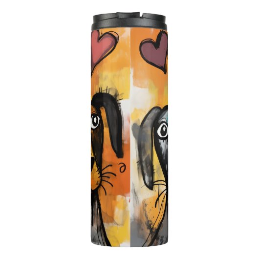 Thermal Tumbler Dog Puppy  Red Hearts Thermosbeker (Achterkant)