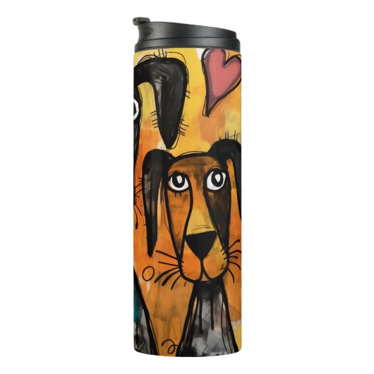 Thermal Tumbler Dog Puppy  Red Hearts Thermosbeker (Geroteerd rechts)