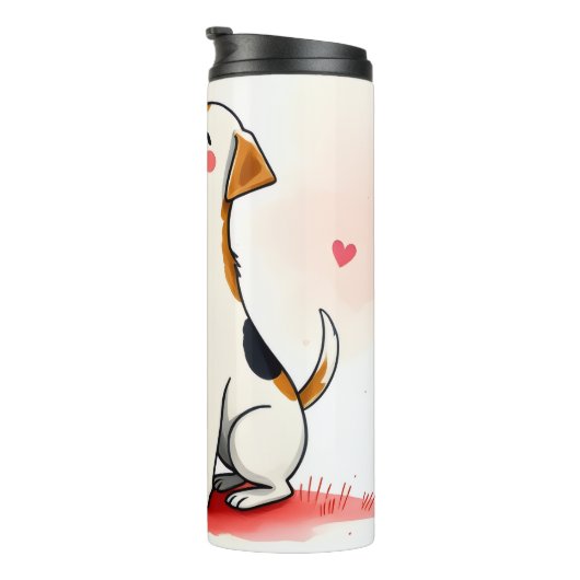 Thermal Tumbler Dog Puppy Red Hearts Thermosbeker (Geroteerd rechts)