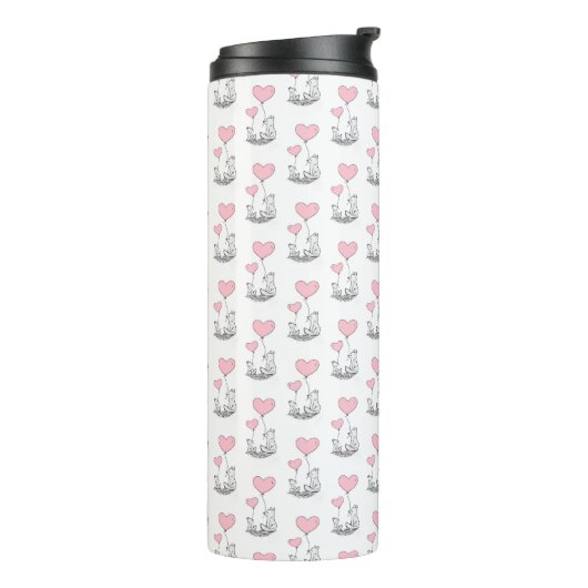 Thermal Tumbler Foxy Pink Hearts Thermosbeker (Gedraaid links)