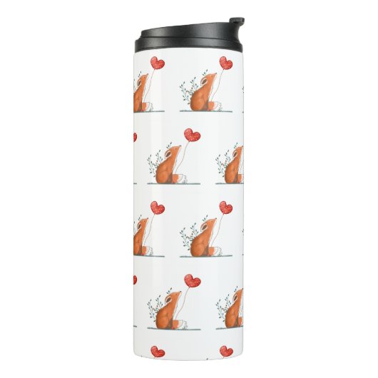 Thermal Tumbler Foxy Red Hearts Thermosbeker (Gedraaid links)
