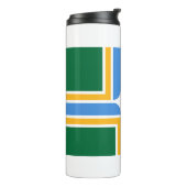 Thermal Tumbler met vlag van Portland, VS Thermosbeker (Gedraaid links)
