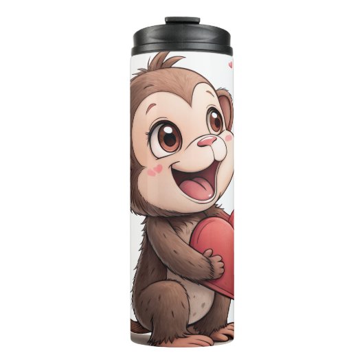 Thermal Tumbler Monkey Red Hearts Thermosbeker (Voorkant)