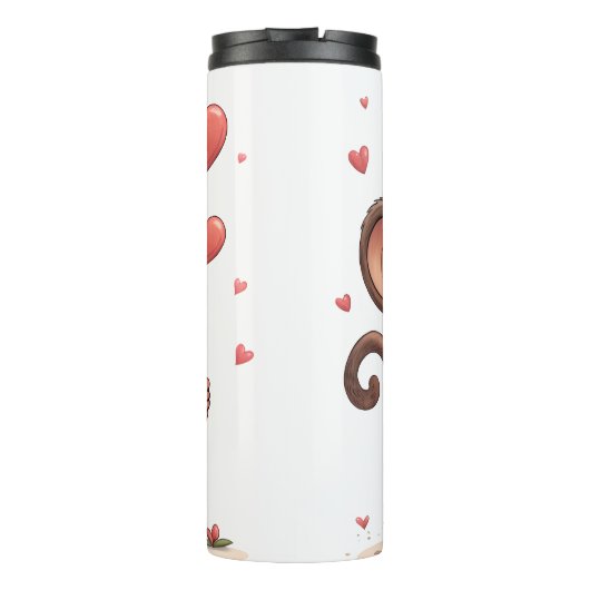 Thermal Tumbler Monkey Red Hearts Thermosbeker (Achterkant)
