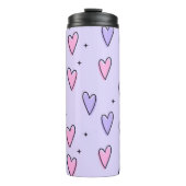 Thermal Tumbler Purple Pink Hearts Thermosbeker (Voorkant)
