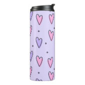 Thermal Tumbler Purple Pink Hearts Thermosbeker (Gedraaid links)