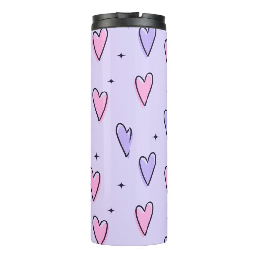 Thermal Tumbler Purple Pink Hearts Thermosbeker (Achterkant)