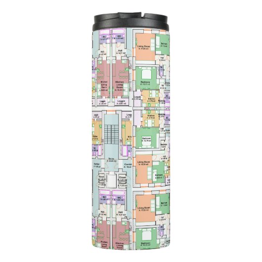Thermal Tumbler with Architectural Blueprint Thermosbeker (Achterkant)