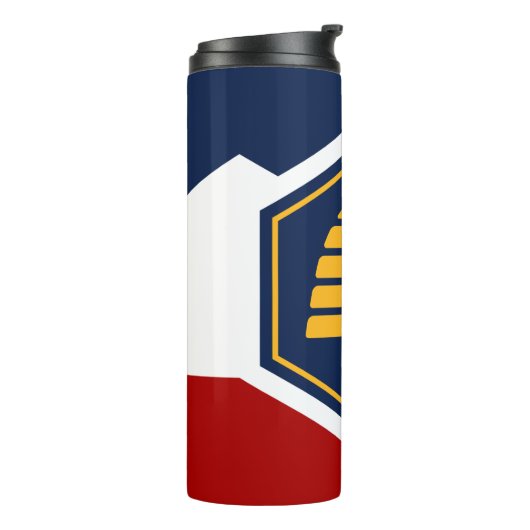 Thermal Tumbler with flag of Utah State, USA Thermosbeker (Gedraaid links)