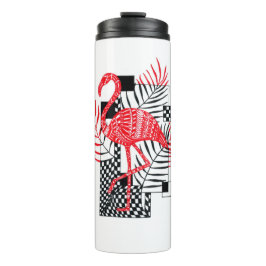 Thermisch glas met rood flamingo patroon thermosbeker
