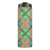 Thermische getumbler - Doorweven vierkantjes op br Thermosbeker (Voorkant)