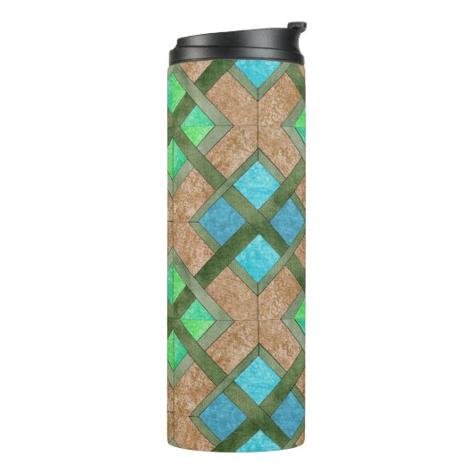 Thermische getumbler - Doorweven vierkantjes op br Thermosbeker (Gedraaid links)