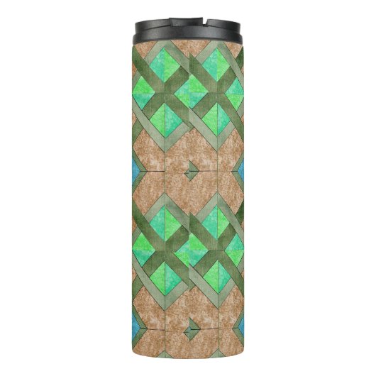 Thermische getumbler - Doorweven vierkantjes op br Thermosbeker (Achterkant)