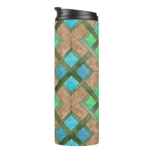 Thermische getumbler - Doorweven vierkantjes op br Thermosbeker (Geroteerd rechts)