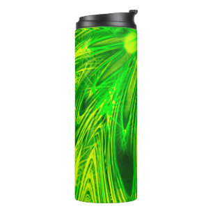 Thermische Tumbler Abstracte Lijnen Groene Bloem Thermosbeker