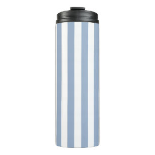 Thermische tumbler babyblauw en witte streep thermosbeker