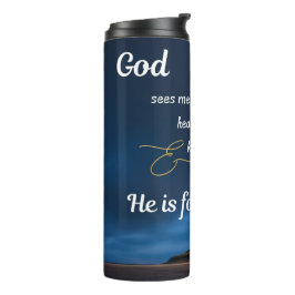Thermische Tumbler - Blauw - God Ziet Mij Thermosbeker