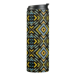 Thermische tumbler blauw goud zwart bandenprofiel thermosbeker
