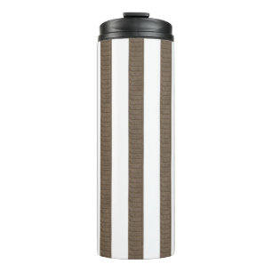 Thermische tumbler bruin & witte streep thermosbeker