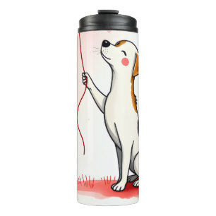 Thermische Tumbler Hond Puppy Rode Harten Thermosbeker