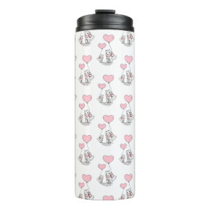 Thermische tumbler katje roze harten thermosbeker