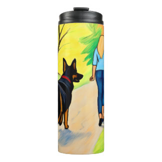 Thermische Tumbler krijt kunst hond vrouw Thermosbeker