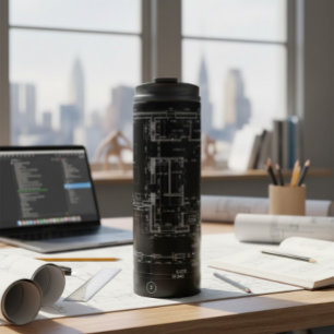 Thermische Tumbler met Architectonische Blauwdruk Thermosbeker