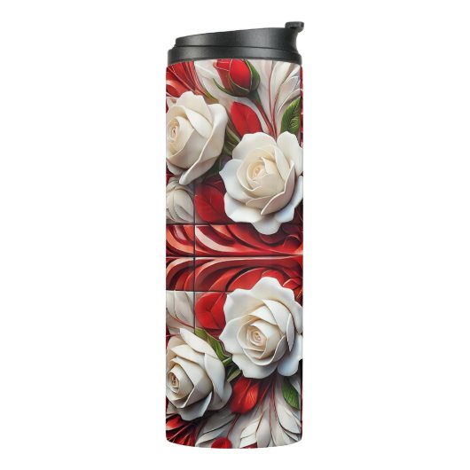 Thermische Tumbler met Engels Rozen Ontwerp Thermosbeker (Gedraaid links)
