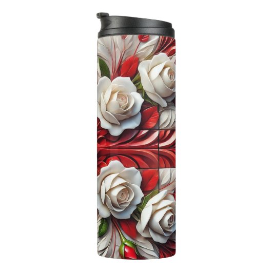 Thermische Tumbler met Engels Rozen Ontwerp Thermosbeker (Geroteerd rechts)