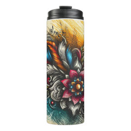 Thermische Tumbler met hand geschetst ontwerp Thermosbeker