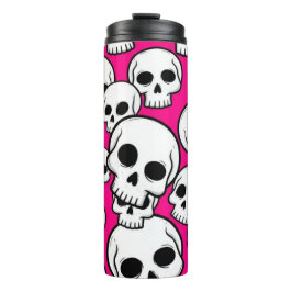 Thermische tumbler met roze schedelpatroon thermosbeker