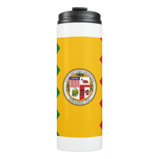 Thermische Tumbler met vlag van Los Angeles, Veren Thermosbeker (Voorkant)